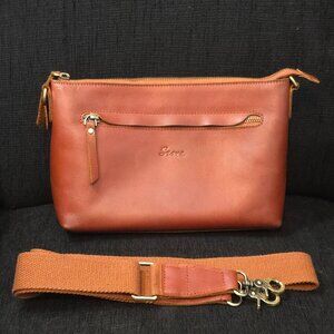 S-Zone Small Crossbody Wide Strap Brown Leather Bag